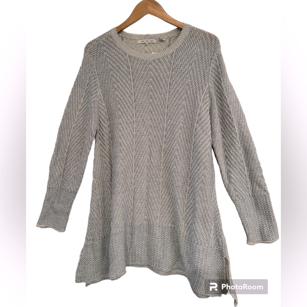 eight eight eight NWT pull over tunic sweater, cream & blue 100% cotton …